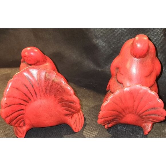 Red Ceramic Dove Figurines Pair Home Decor Collectible Sculptures Vintage - Picture 6 of 8